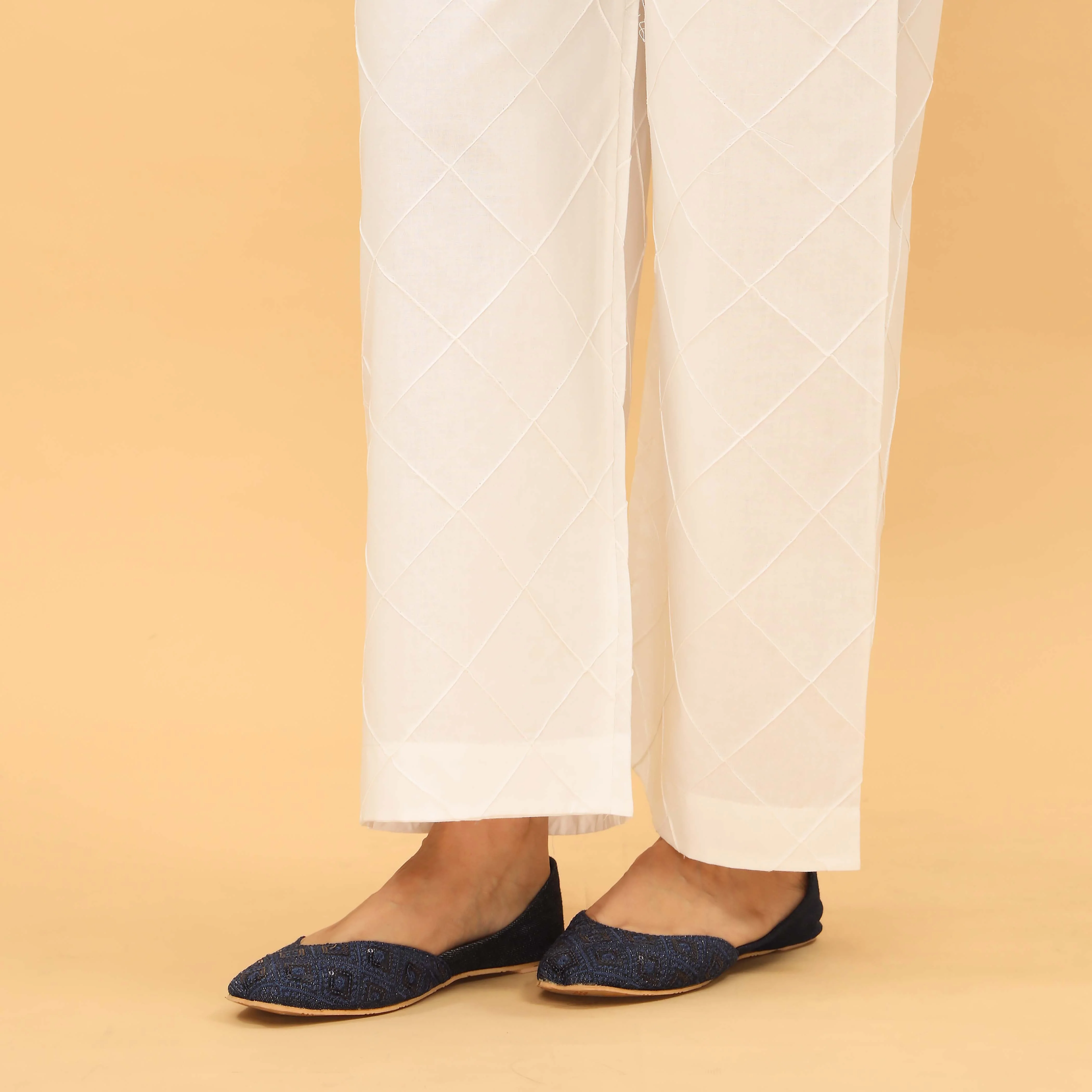 White Straight Fit Embellished Trouser PL5032 - Image 2