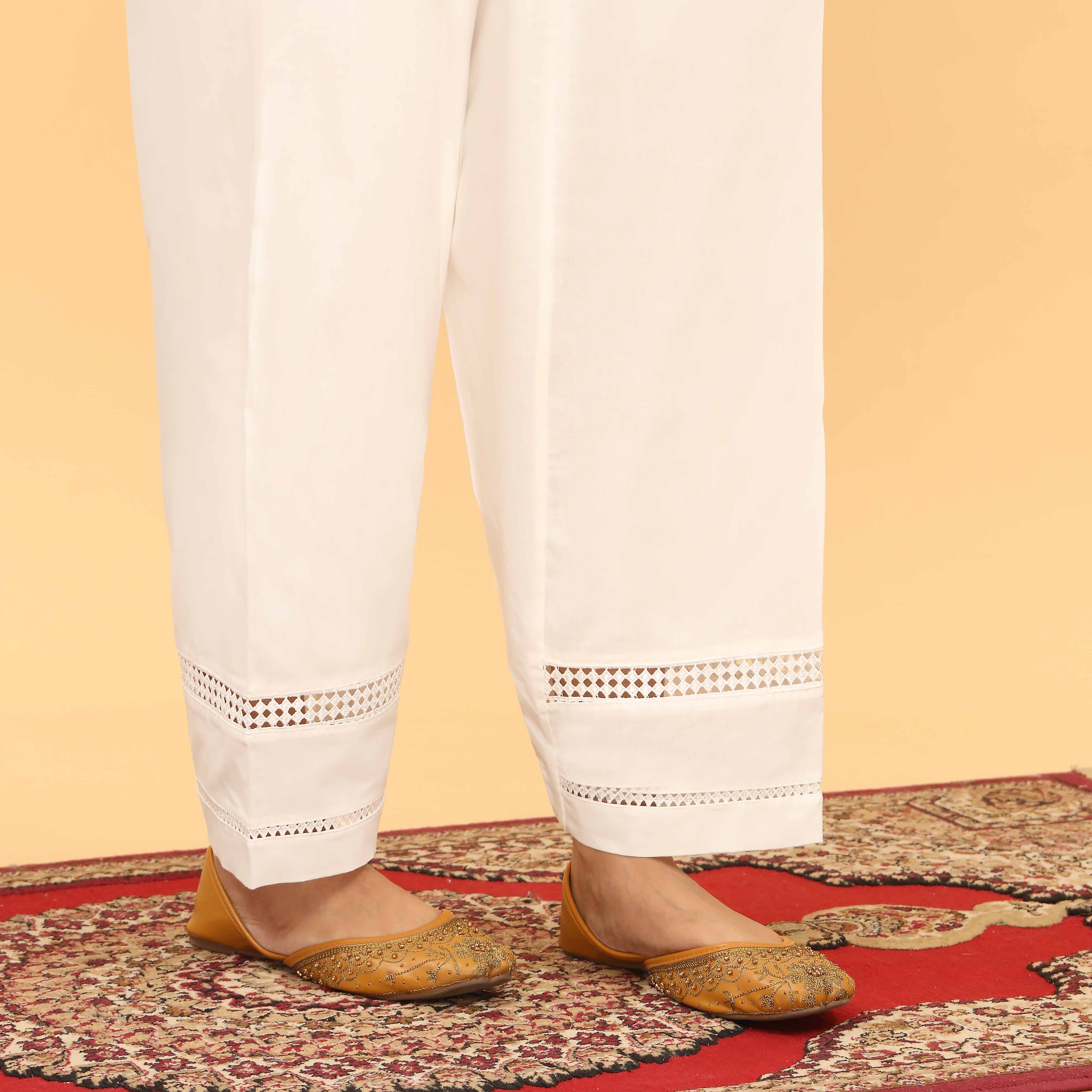 White Straight Fit Embellished Trouser PL5060 - Image 2