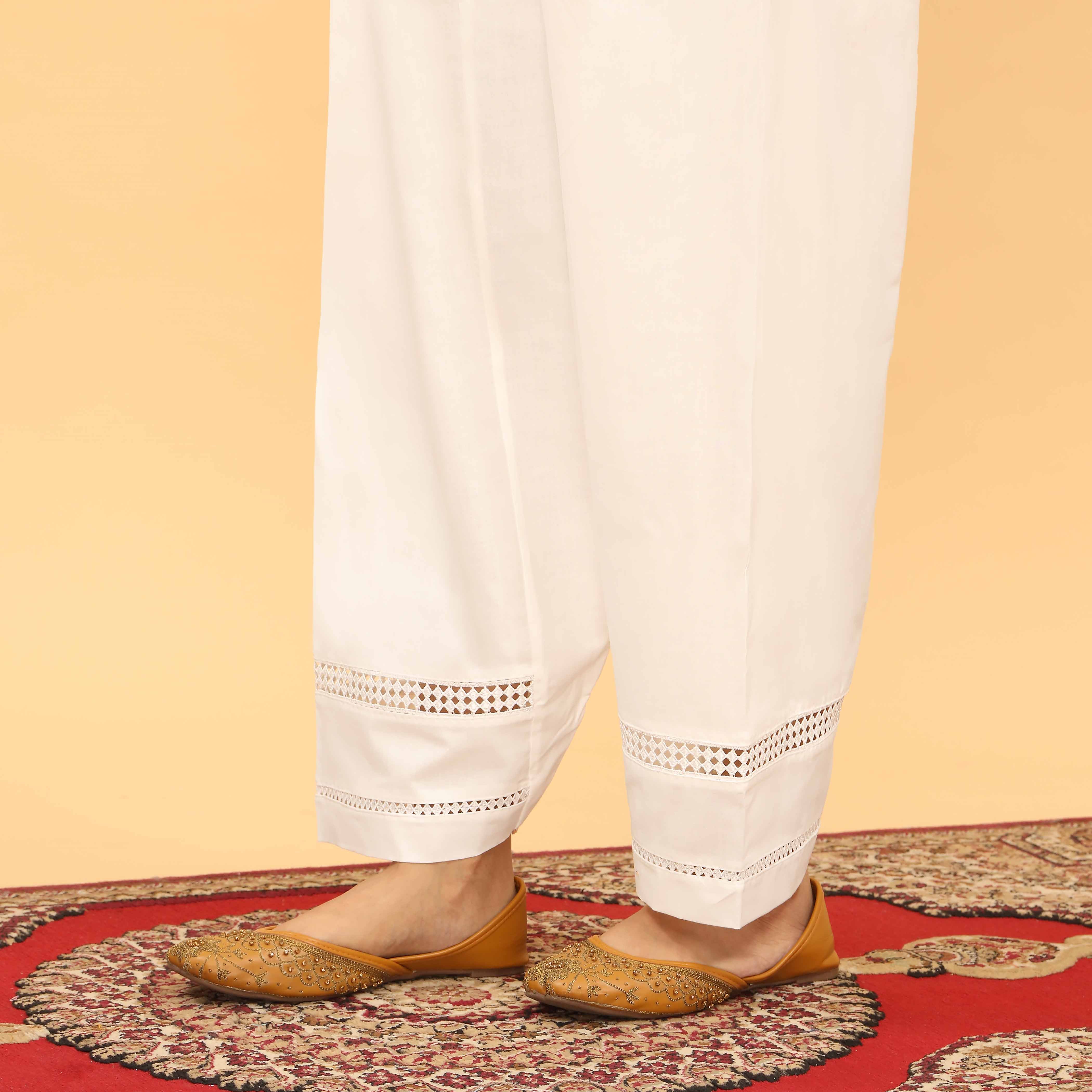 White Straight Fit Embellished Trouser PL5060 - Image 3
