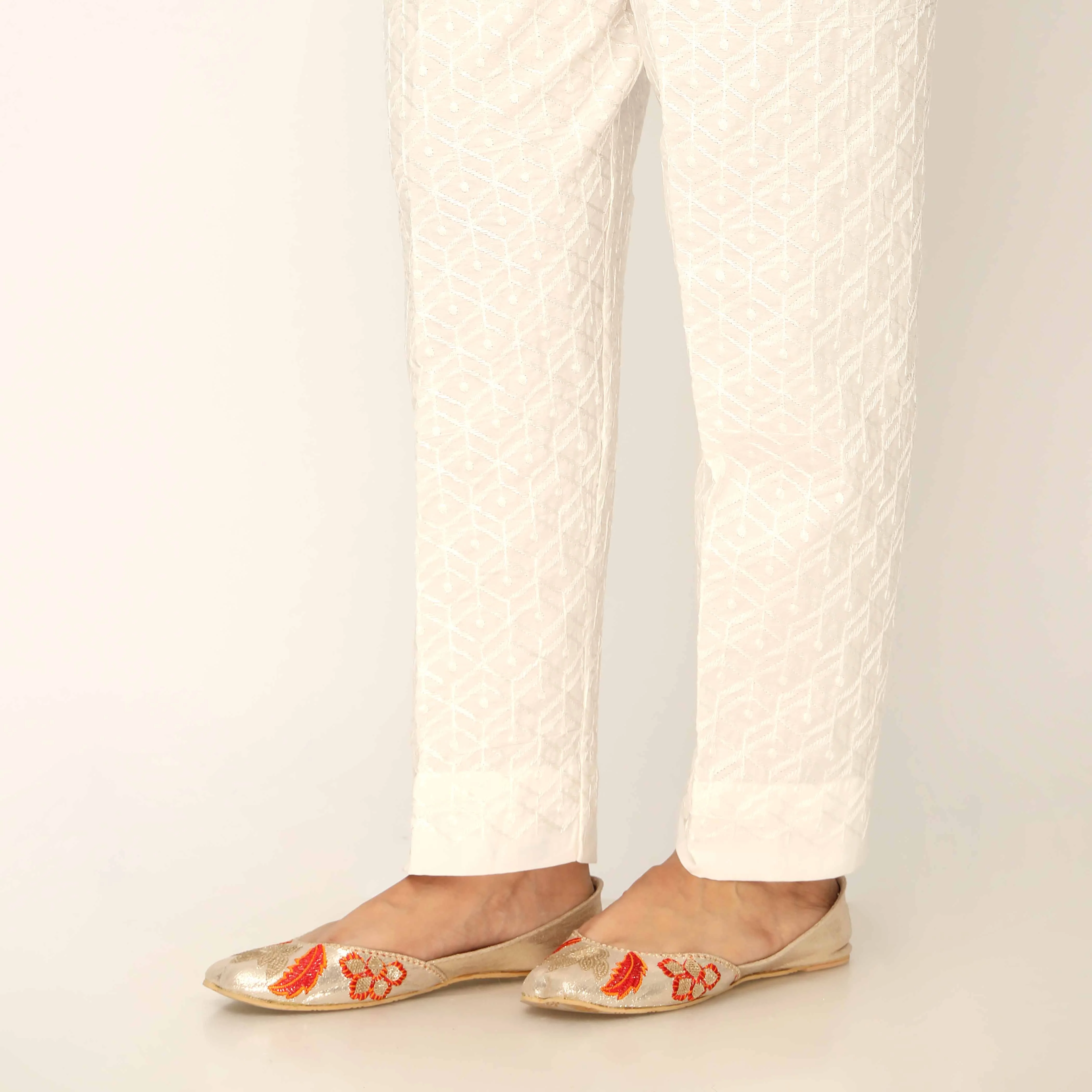 White Straight Fit Embellished Trouser PW9504 - Image 2
