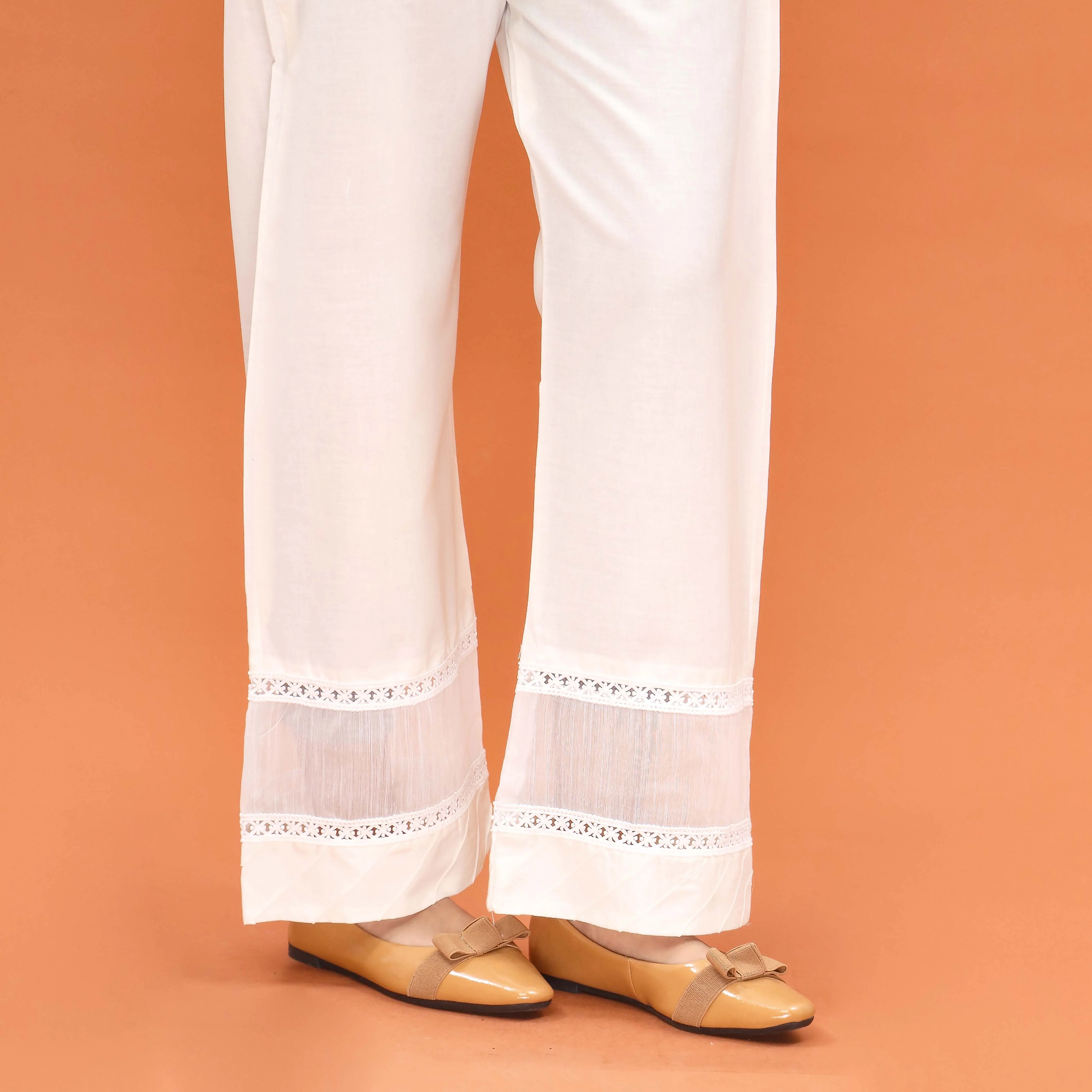 White Straight Fit Embroidered Trouser PL5009 - Image 4