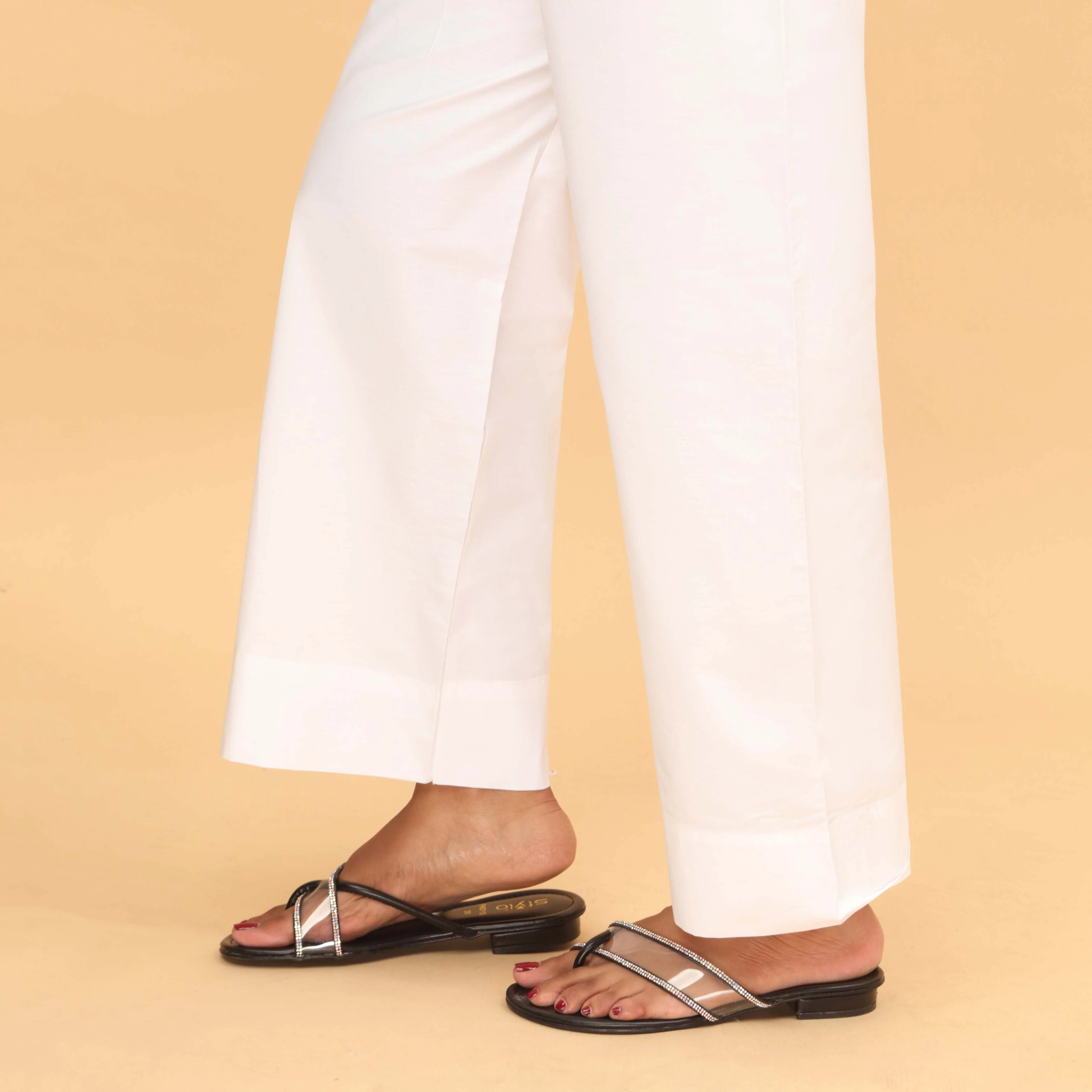 White Straight Fit Plain Trouser PS4597 - Image 3