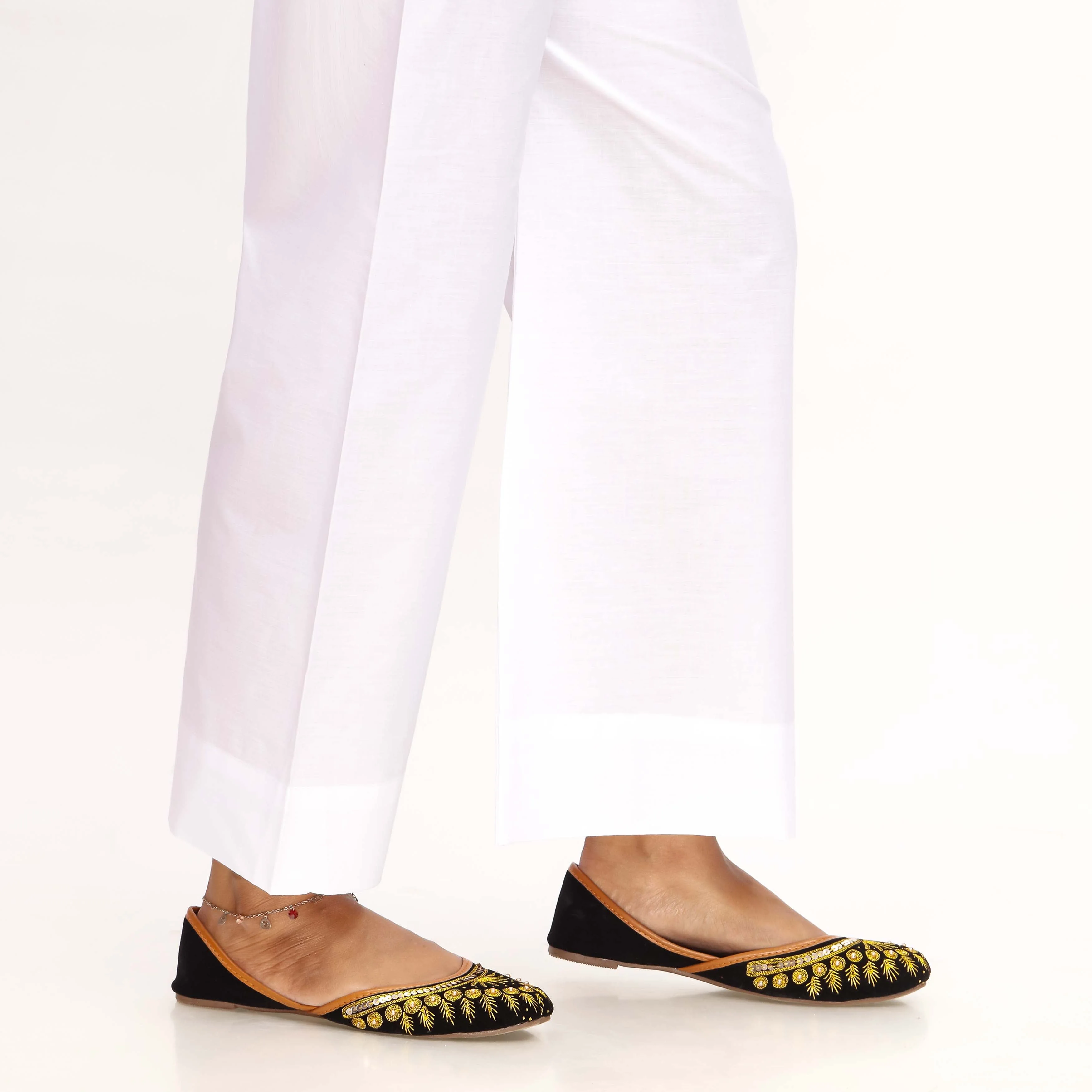 White Striaght Fit Cambric Plain Trouser PS4596 - Image 2