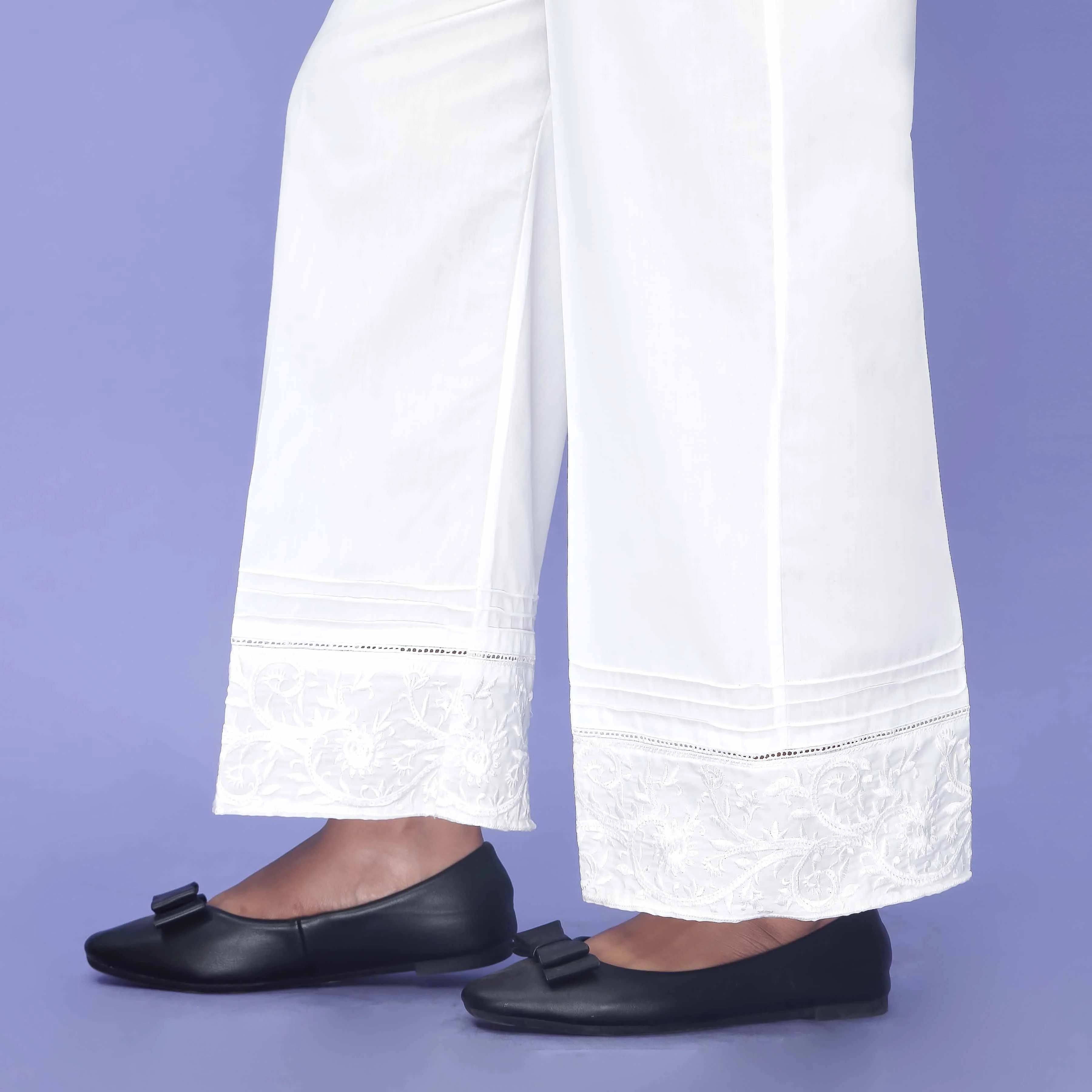 White Striaght Fit Cambric Trouser PL4075 - Image 2