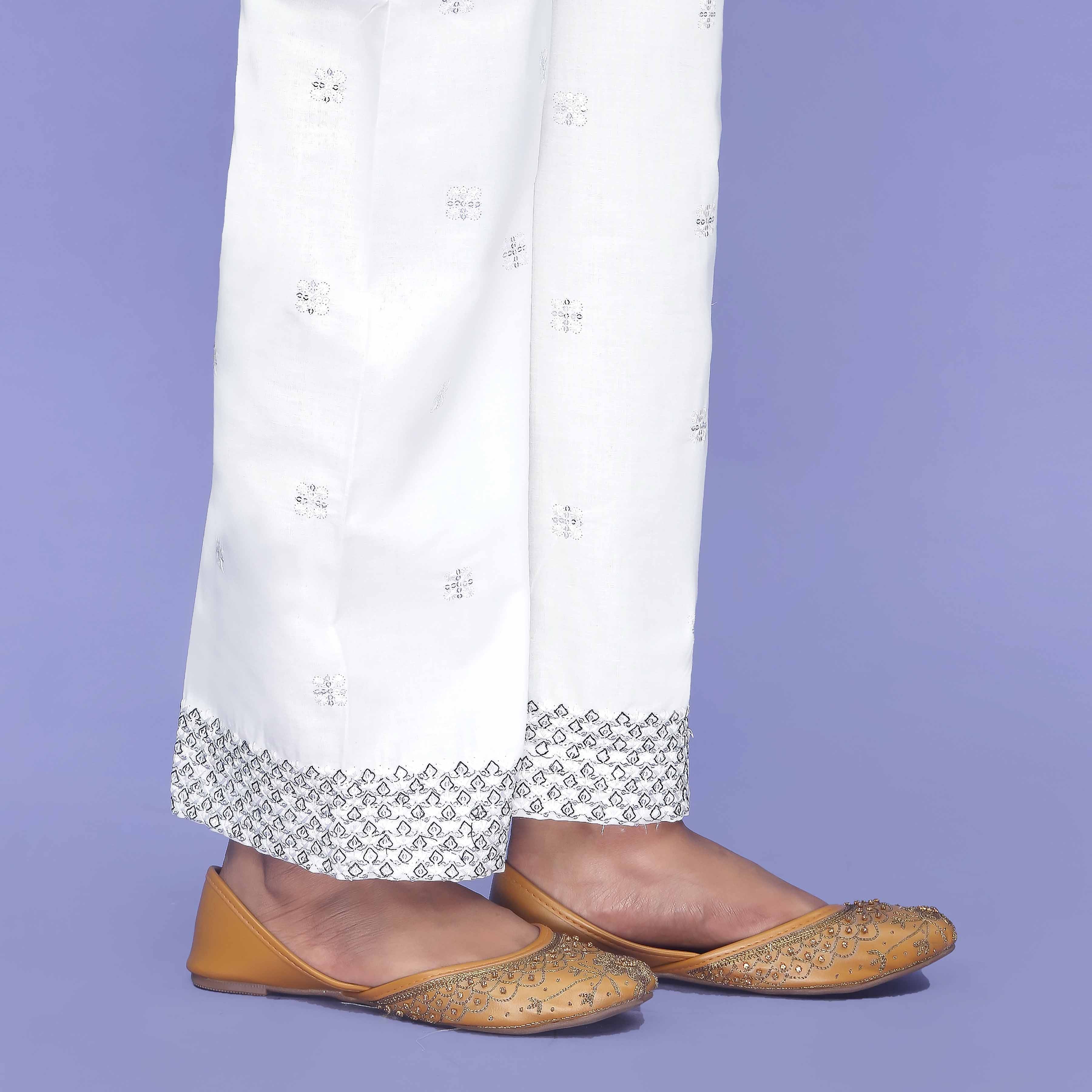White Striaght Fit Cambric Trouser PL4081 - Image 3