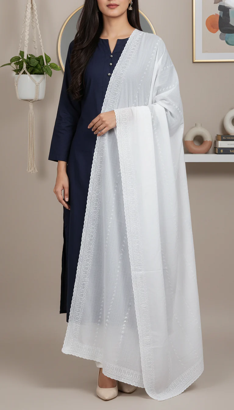 White Summer Shawl PD6118 - Image 2