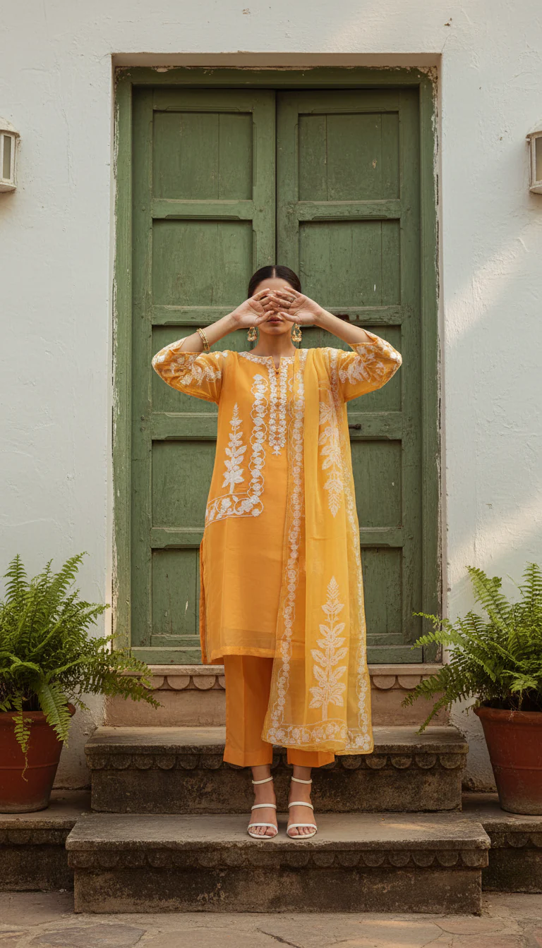 3 PC Embroidered Chiffon Suit PW5260