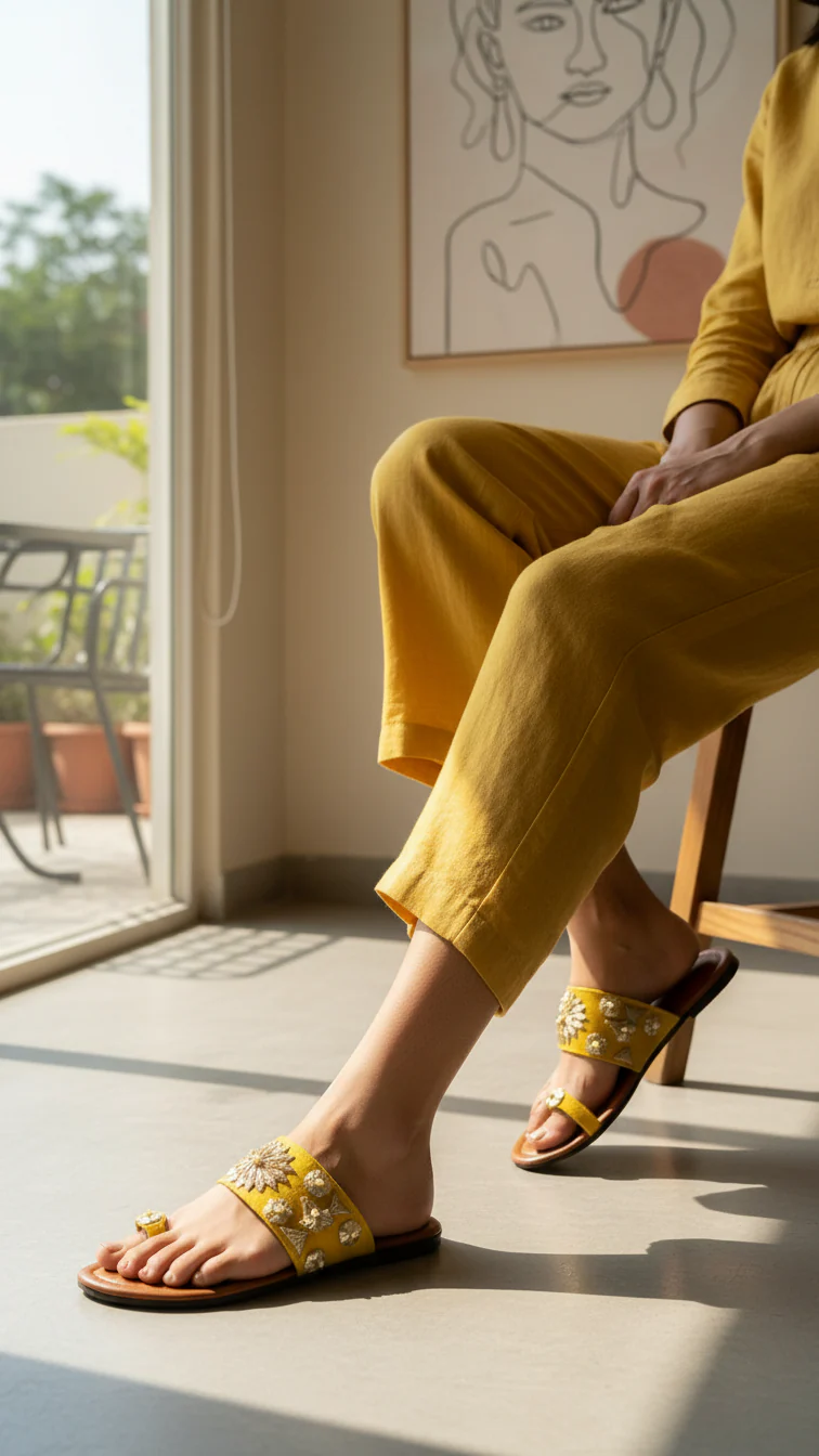 Yellow Casual Chappal For Women CL1518
