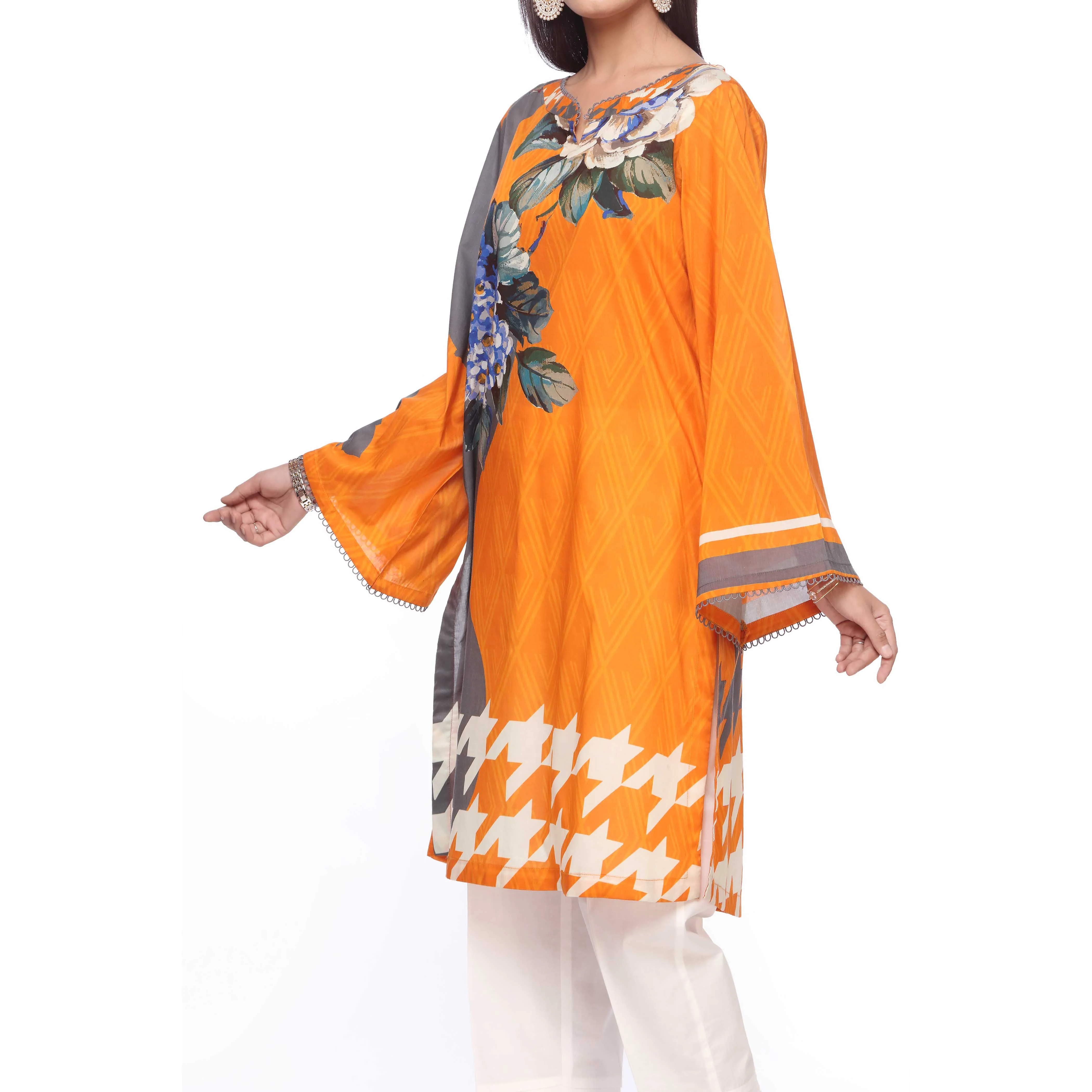 Yellow Digital Printed Lawn Shirt PS2376 - Image 2