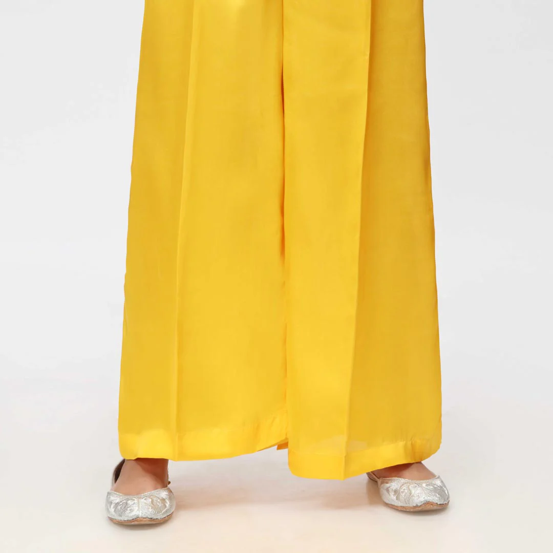 Yellow Dyed Grip Silk Plazo PW3644