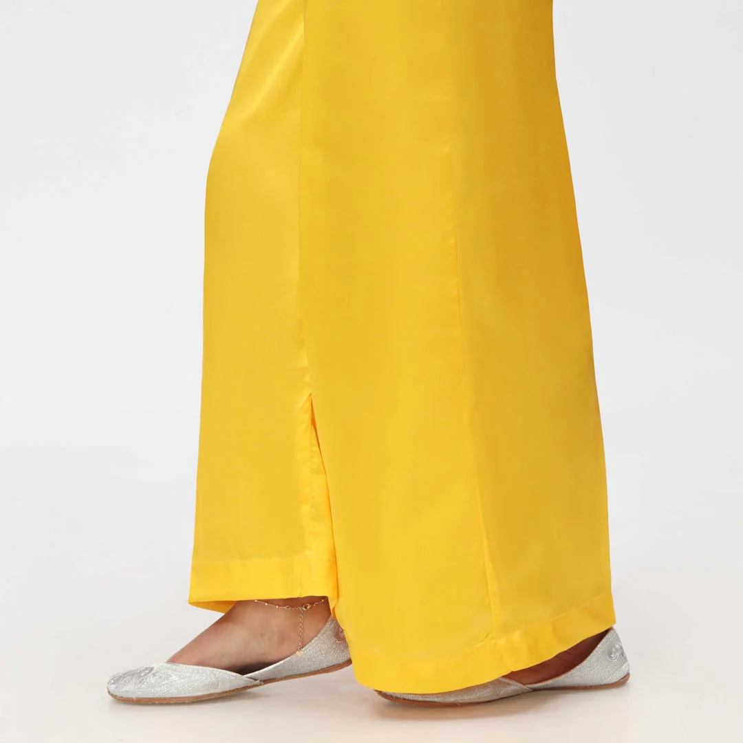 Yellow Dyed Grip Silk Plazo PW3644 - Image 2