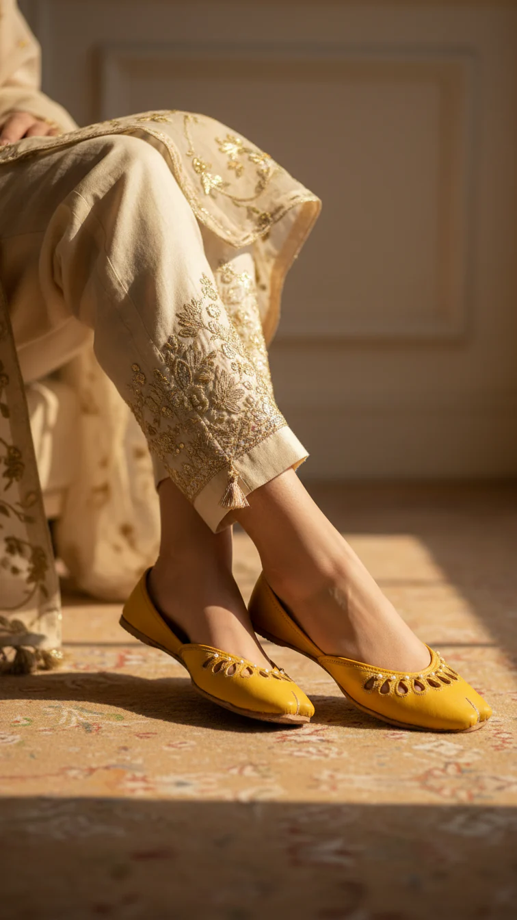 Yellow Leather Khussa EC8643