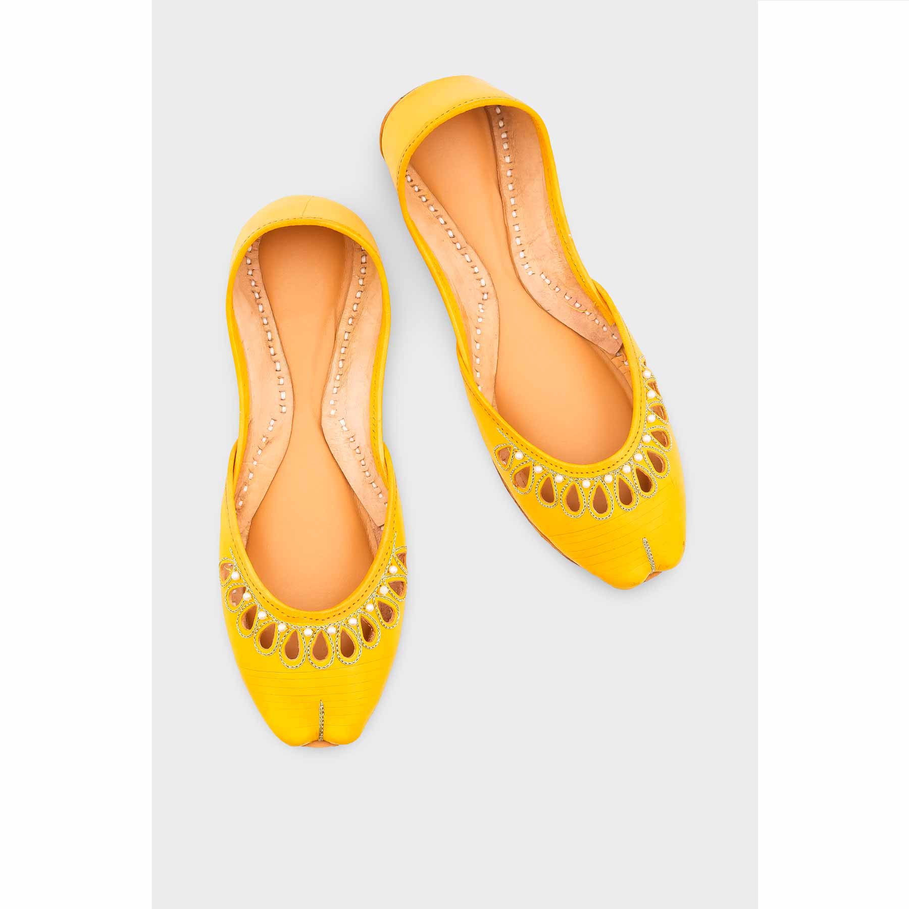 Yellow Leather Khussa EC8643 - Image 5