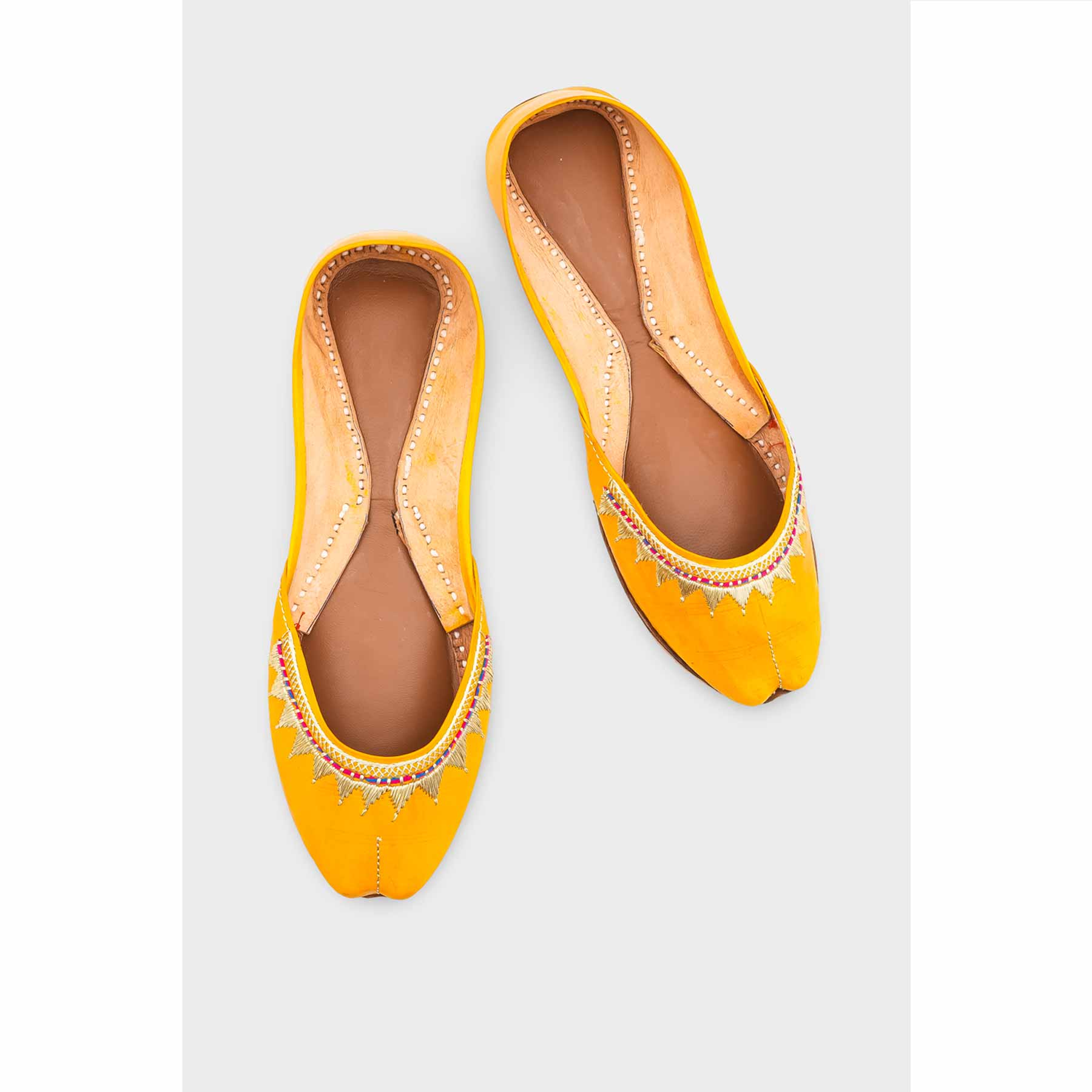 Yellow Leather Khussa EC8660 - Image 5