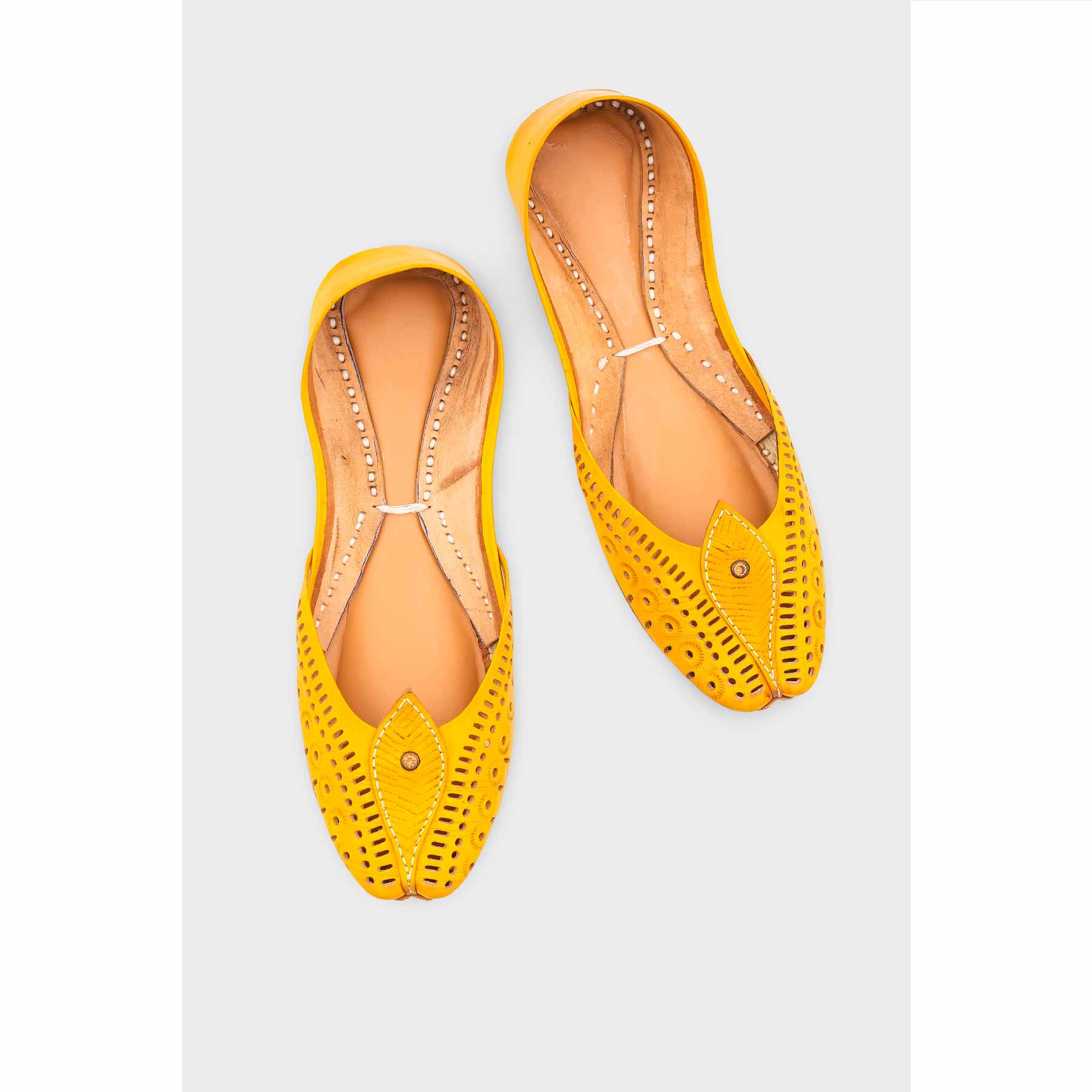 Yellow Leather Khussa EC8666 - Image 5