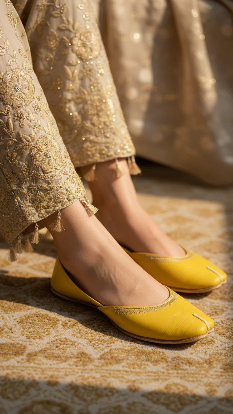 Yellow Leather Khussa EC8667