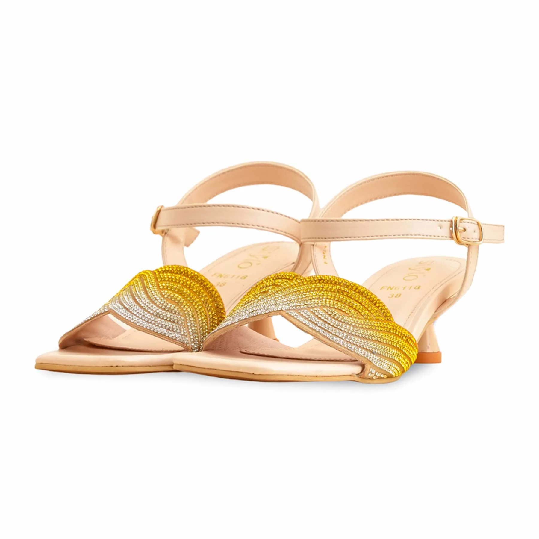 Yellow Fancy Sandal For Women FN6118 - Image 3