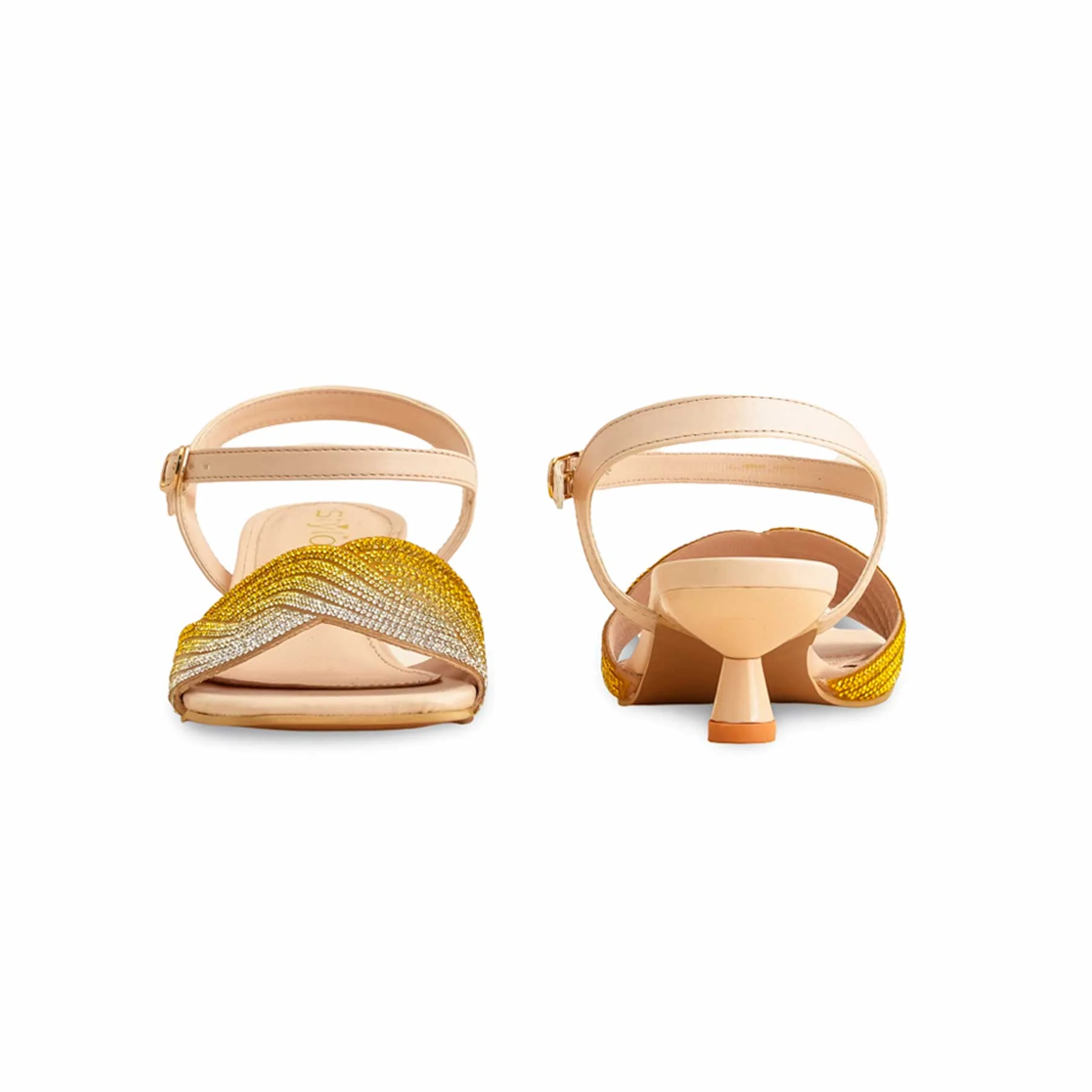 Yellow Fancy Sandal For Women FN6118 - Image 4
