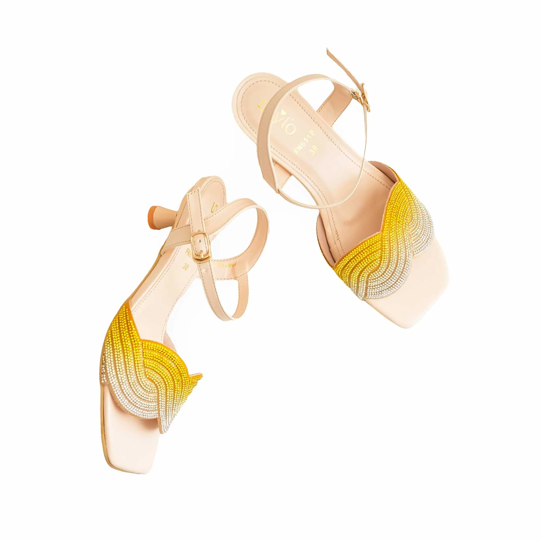 Yellow Fancy Sandal For Women FN6118 - Image 5
