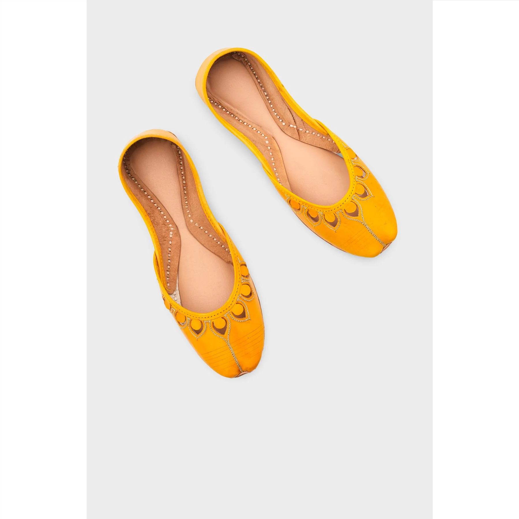 Yellow Leather Khussa For Women EC8711 - Image 5
