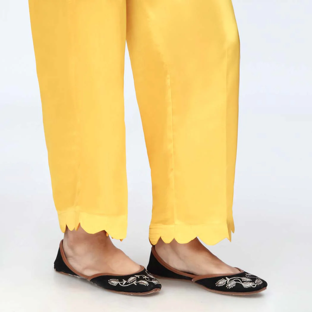 Yellow Scallops Grip Silk Straight Trouser PW3645 - Image 3